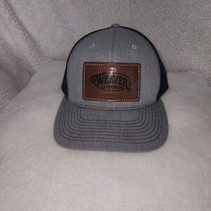 Weaver Livestock Snapback hat baseball cap. Leather patch. Gray & black